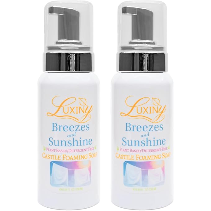 Luxiny Castile soap, Liquid Foaming Hand Soap, Hand Wash for the Kitchen & Bathroom, Palm Oil Free, Vegan & Cruelty Free, Made in the USA, 8.45 oz., 2 Pack (Breezes & Sunshine) - Image 1